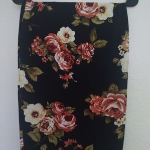 Long floral pencil skirt
